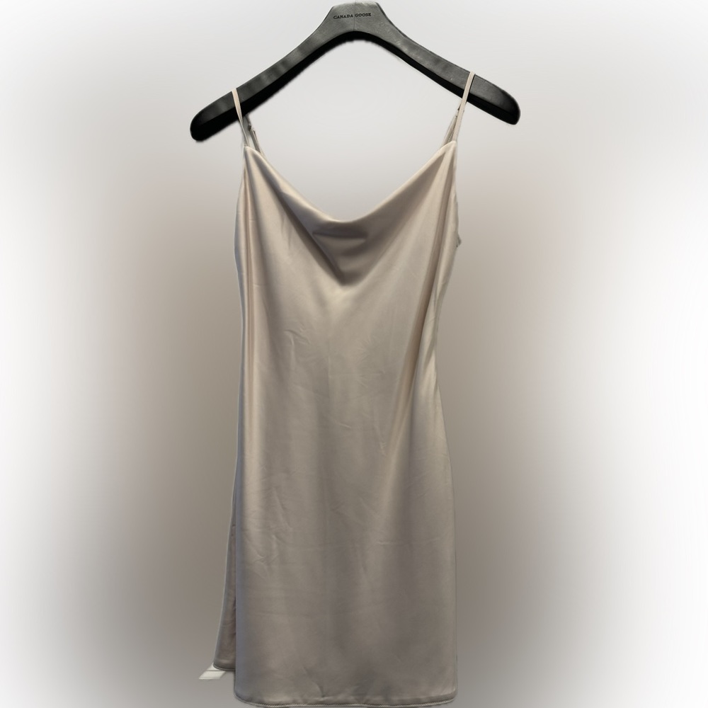 Silk off white dress with cowl neck